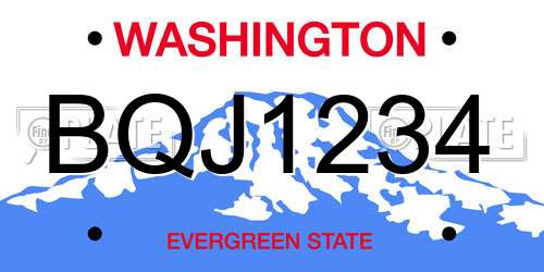 BQJ1234 Washington License Plate