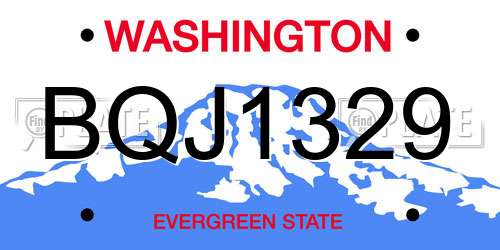 BQJ1329 Washington License Plate