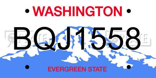 BQJ1558 Washington License Plate