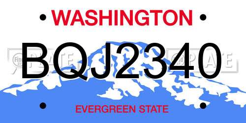 BQJ2340 Washington License Plate