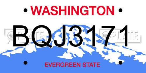 BQJ3171 Washington License Plate