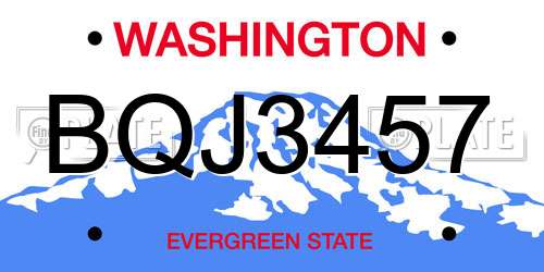 BQJ3457 Washington License Plate