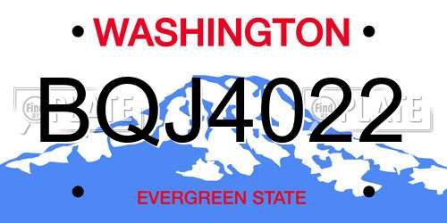 BQJ4022 Washington License Plate