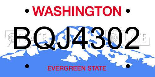 BQJ4302 Washington License Plate