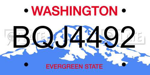 BQJ4492 Washington License Plate