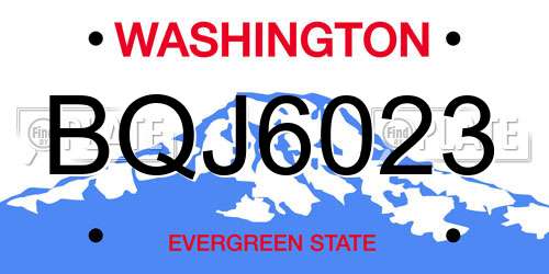 BQJ6023 Washington License Plate