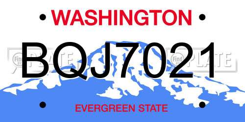 BQJ7021 Washington License Plate