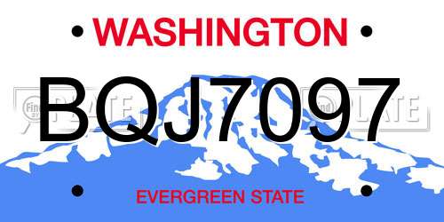 BQJ7097 Washington License Plate
