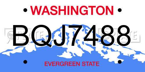 BQJ7488 Washington License Plate
