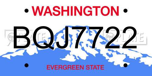 BQJ7722 Washington License Plate