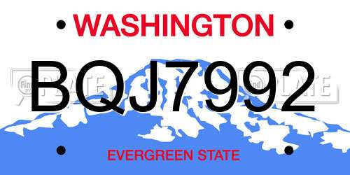 BQJ7992 Washington License Plate