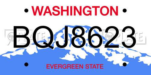 BQJ8623 Washington License Plate