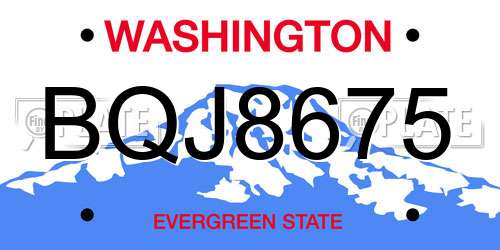 BQJ8675 Washington License Plate