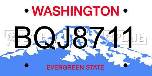 BQJ8711 Washington License Plate