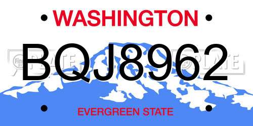 BQJ8962 Washington License Plate