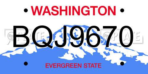 BQJ9670 Washington License Plate