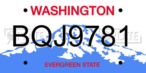 BQJ9781 Washington License Plate