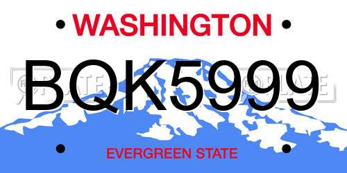 BQK5999 Washington License Plate