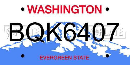 BQK6407 Washington License Plate