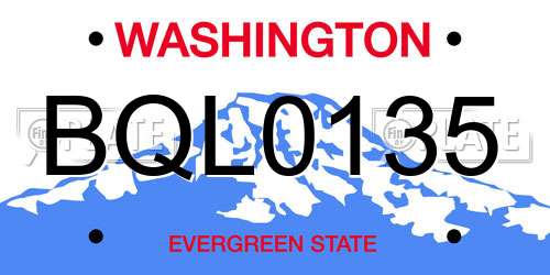 BQL0135 Washington License Plate