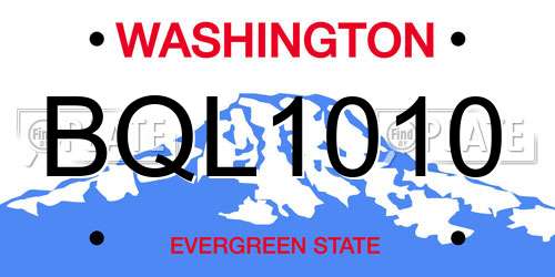 BQL1010 Washington License Plate