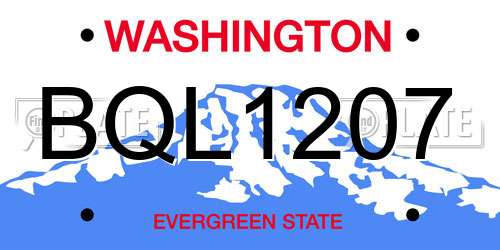 BQL1207 Washington License Plate