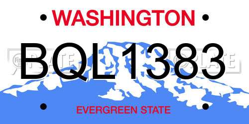 BQL1383 Washington License Plate