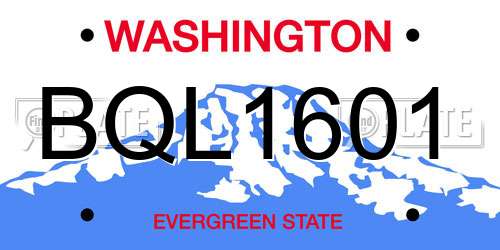 BQL1601 Washington License Plate