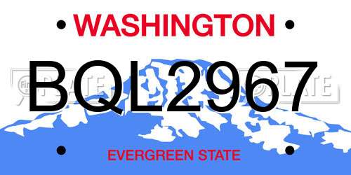 BQL2967 Washington License Plate