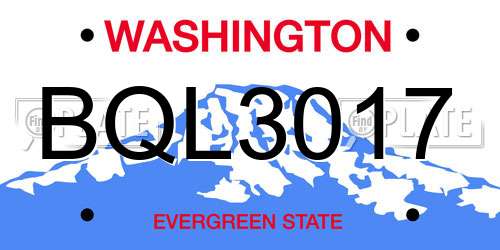 BQL3017 Washington License Plate
