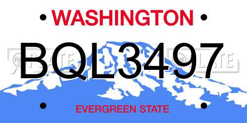 BQL3497 Washington License Plate