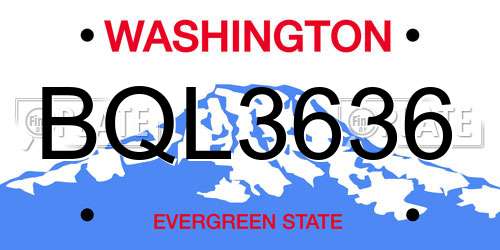 BQL3636 Washington License Plate