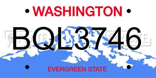 BQL3746 Washington License Plate