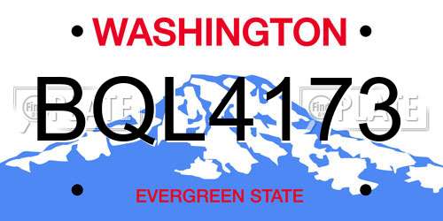 BQL4173 Washington License Plate