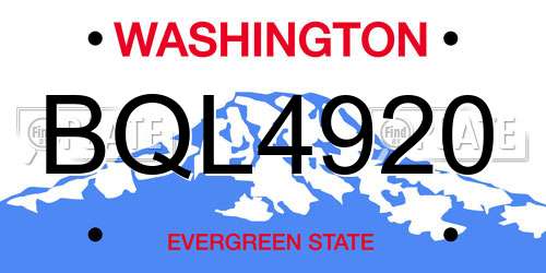 BQL4920 Washington License Plate