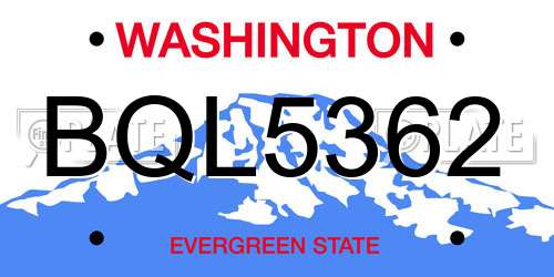 BQL5362 Washington License Plate