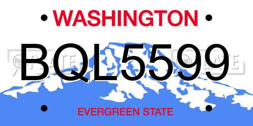 BQL5599 Washington License Plate