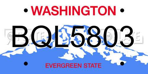 BQL5803 Washington License Plate