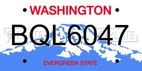 BQL6047 Washington License Plate