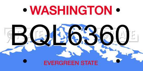 BQL6360 Washington License Plate