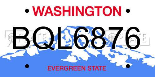 BQL6876 Washington License Plate