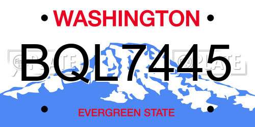 BQL7445 Washington License Plate