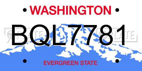 BQL7781 Washington License Plate