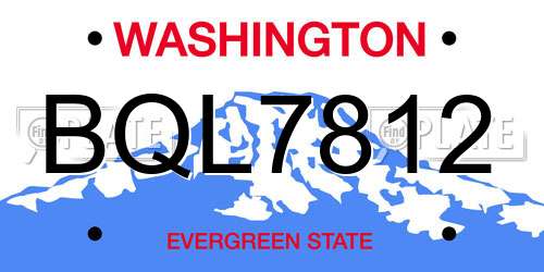 BQL7812 Washington License Plate
