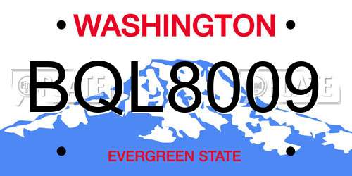 BQL8009 Washington License Plate