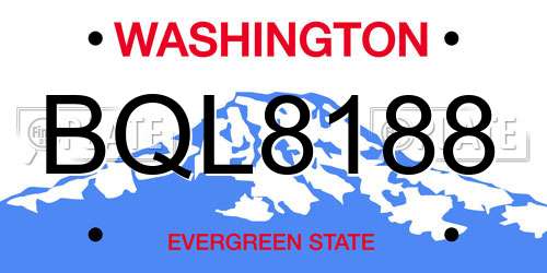 BQL8188 Washington License Plate