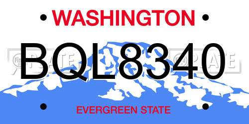 BQL8340 Washington License Plate