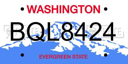 BQL8424 Washington License Plate