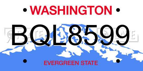 BQL8599 Washington License Plate