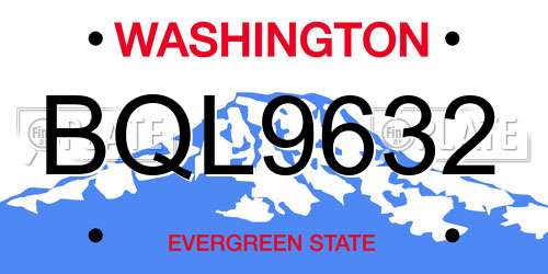 BQL9632 Washington License Plate